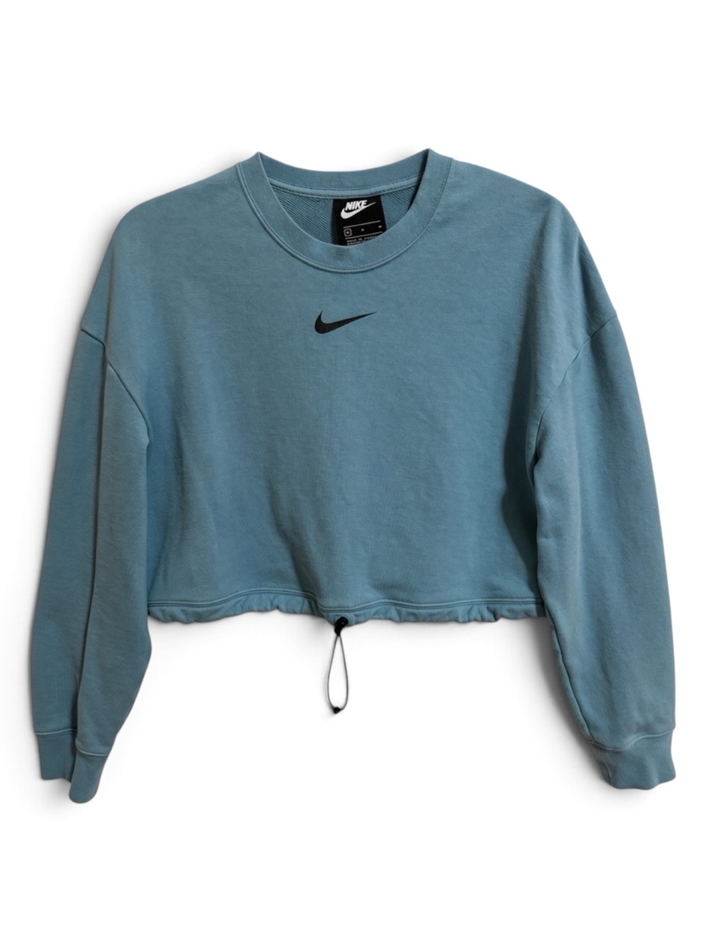 Nike French Terry Drawcord Cropped Sweatshirt Cerulean Blue Size M